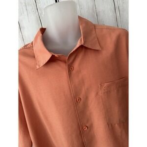 Men's Quicksilver Waterman Collection Shirt Short Sleeve Button Down Melon XL